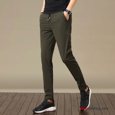 Trend Casual Broek Dunne Lange Slim Fit Zomer Mannelijk Zwart Heren