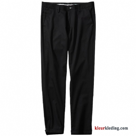 Trend Casual Broek Zomer Mannelijk Zwart Slim Fit Heren Kraanvogel