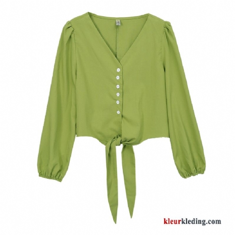 Trend Dames Koe Herfst Groen Blouse Overhemd T-shirts Jasje