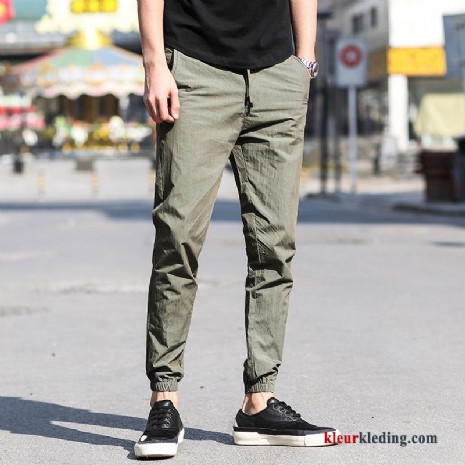 Trend Groen Casual Broek Heren Lichte En Dun Strak