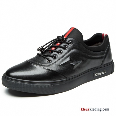 Trend Sportschoenen Leren Schoenen Mannen Casual Brits Herfst Skateboard Schoenen Heren Zwart