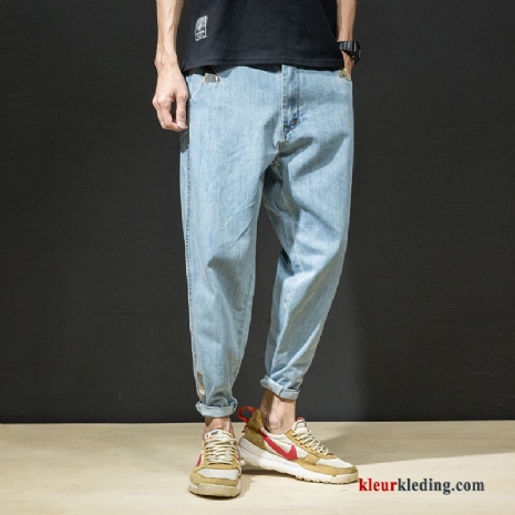 Trendy Merk Spijkerbroek Jeans Blauw Grote Maten Zomer Nieuw Heren Rechtdoor