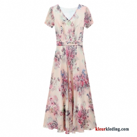 Vers Roze Madeliefjes Jurk Elegante Bloemen Hoge Zomer Dames