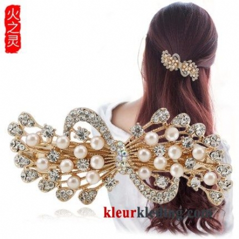 Vlinderdas Strass Hoofdtooi Accessoires Haaraccessoires Haarspeld Veerklemmen Elegante Dames Gouden