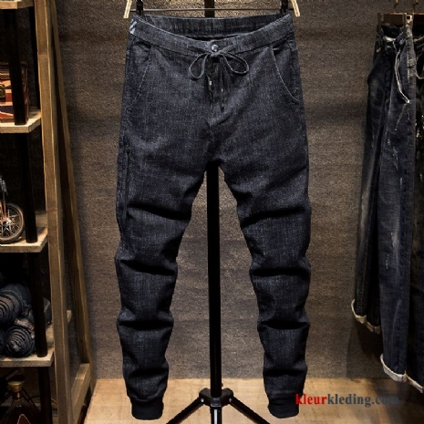 Voorjaar Casual Potlood Broek Spijkerbroek Jeans Kant Strak Mannelijk Zwart Heren