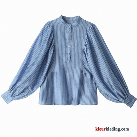 Voorjaar Streep Nieuw Blouse Overhemd Mode Jasje Vintage Dames