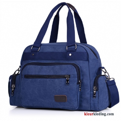 Wandelrugzak Grote Tas Messenger Tas Canvas Groot Meer Zakken Casual Praktisch Heren Blauw