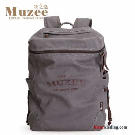 Wandelrugzak Tas Mode Casual Rugzak Canvas Heren Grijs Student