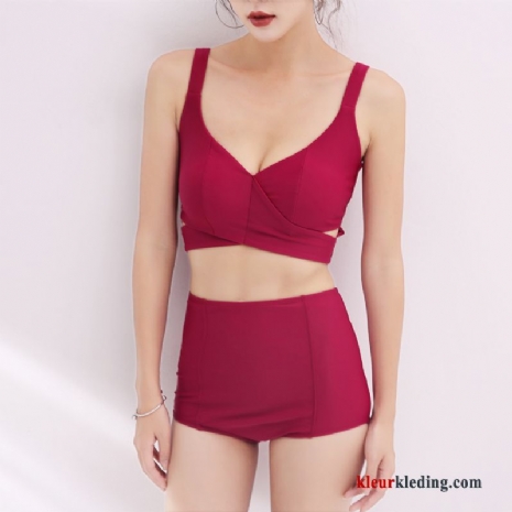 Warmwaterbronnen Dun Riem Buik Bedekt Bikini Mini Dames Mode Rood