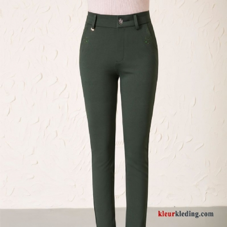 Winter Broek Plus Kasjmier Mam Groen Casual Rechtdoor Dames