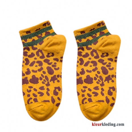 Winter Herfst Luipaard Sok Midden Zijde Van Katoen Trend Dames Geel Gouden