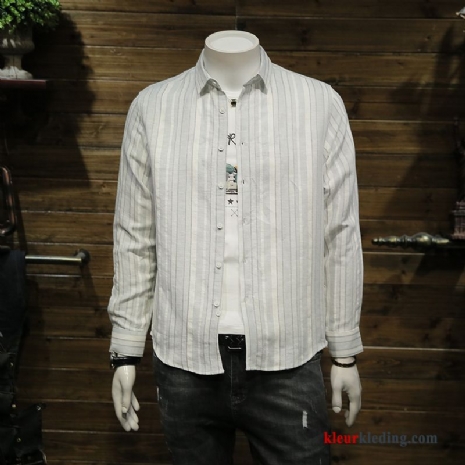 Wit Revers Kunst Voorjaar Overhemd Bovenkleding Trend Heren