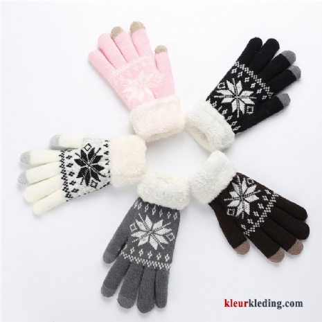 Wollen Handschoen Herfst Dames Blijf Warm Sneeuwvlok Breien Touchscreen