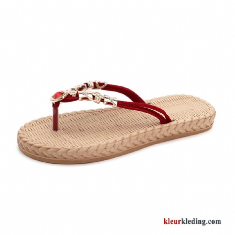 Zomer Schoenen Strand Vrouwen Slipper Gebreide Alle Wedstrijden Bovenkleding Dames Rood