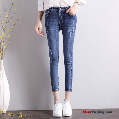 Zomer Spijkerbroek Jeans Trend Skinny Mini Dames Blauw Student